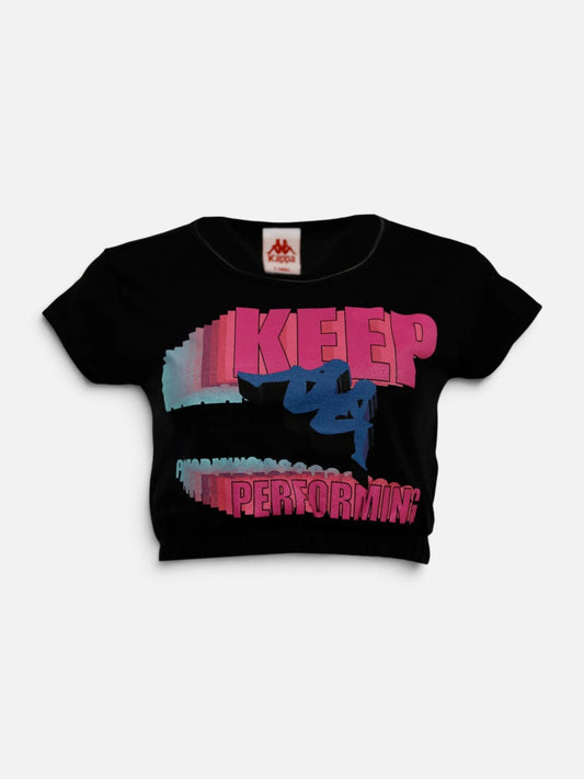 Remera Mujer Kappa Authentic Graphik Gasoline Ar Negro