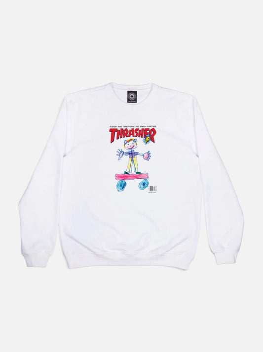 Buzo Thrasher Crew Kid Cover Blanco