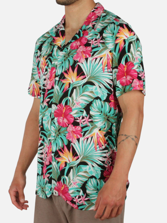 Camisa Gotcha Sunset Verde Floreado