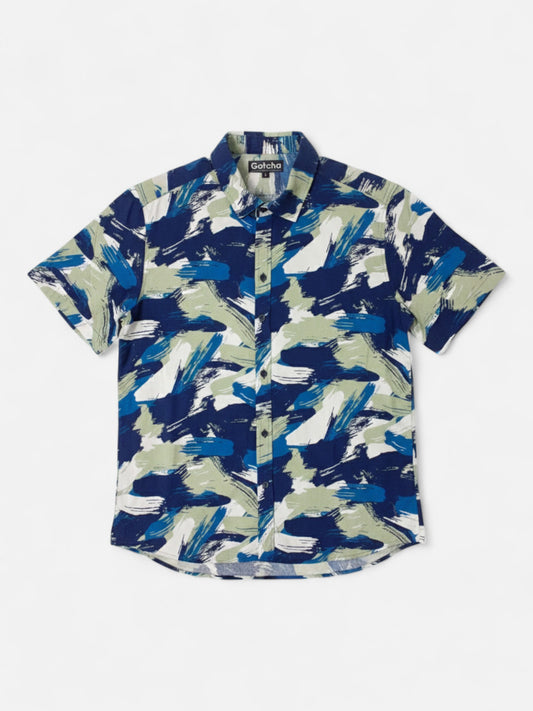Camisa Gotcha Brushes Azul Print