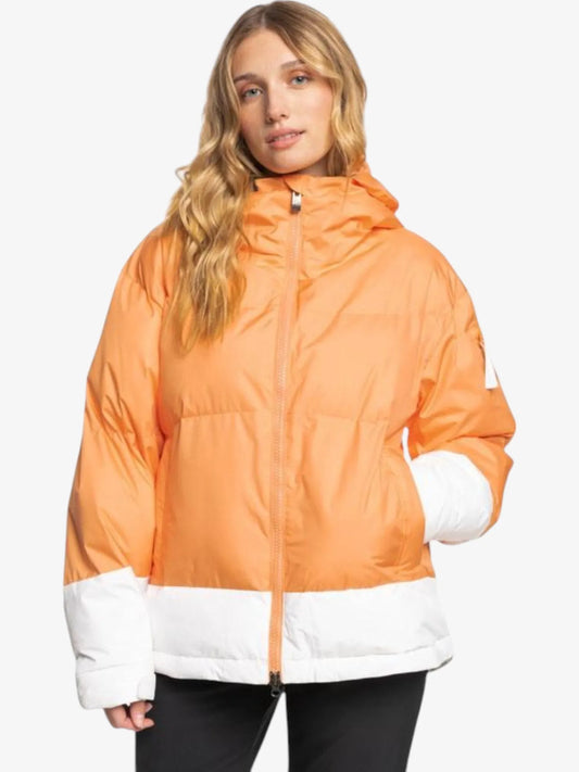 Campera Snow Roxy Chloe Kim Puffy Naranja Blanco