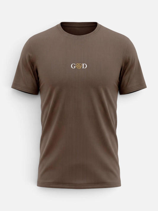 Remera Good God Bordada Oversize Marron
