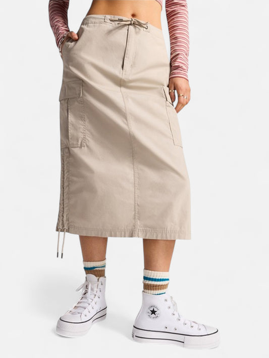 Falda Converse Long Woven Cargo Beige Gris