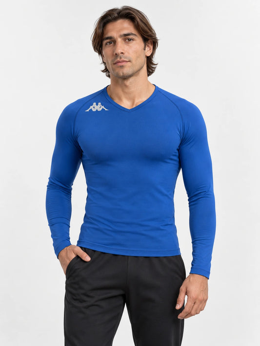 Remera Termica Kappa Kombat Skin Bongv Azul Cobalt-Blanco — vista principal
