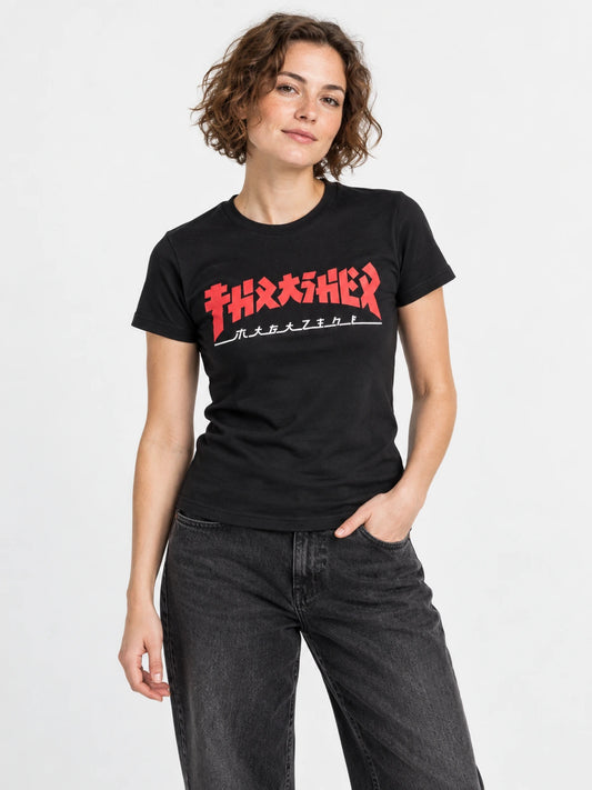 Remera Thrasher Godzilla Mujer Negro — vista principal