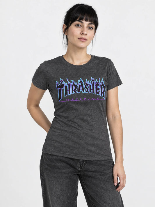Remera Thrasher Purple Flame Mujer Gris Oscuro — vista principal