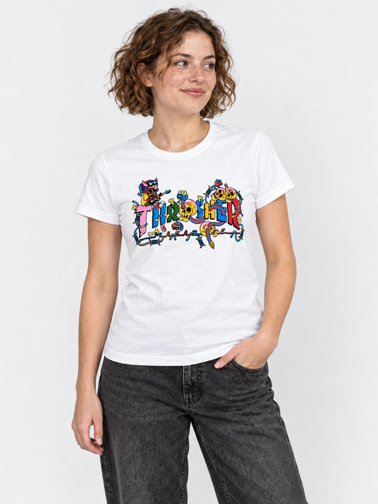 Remera Thrasher Devil Music Mujer Blanco — vista principal