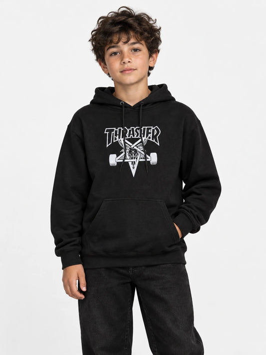 Buzo Thrasher Skategoat Niño Negro Blanco — vista principal