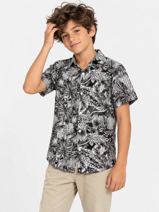 Camisa Gotcha Tropical Niño Negro Blanco — vista principal