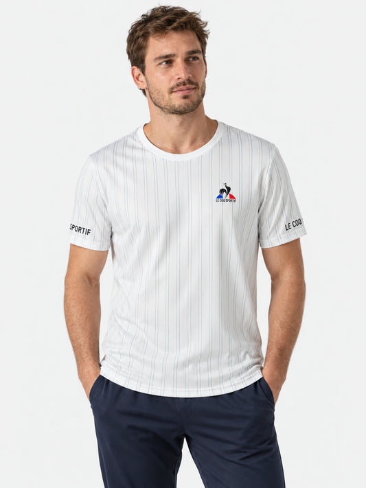 Remera Le Coq Sportif Tenis Stripe Blanco Training — vista principal