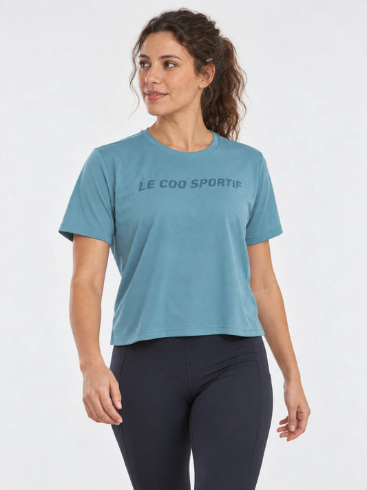 Remera Le Coq Sportif Mujer Training Back Celeste — vista principal