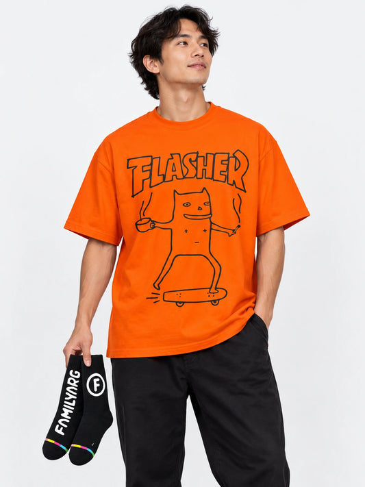 Remera Familyarg Flasher Supersized Naranja + Medias Crew Negro — vista principal