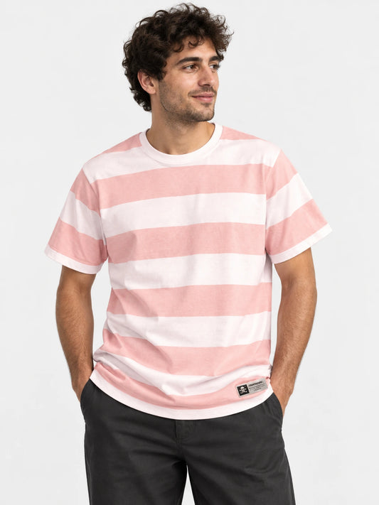 Remera Family Stripped Rose Line Rosa Blanco — vista principal