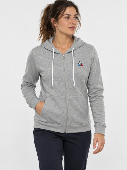 Campera Mujer Le Coq Sportif Ess Hoodie Gris Melange — vista principal