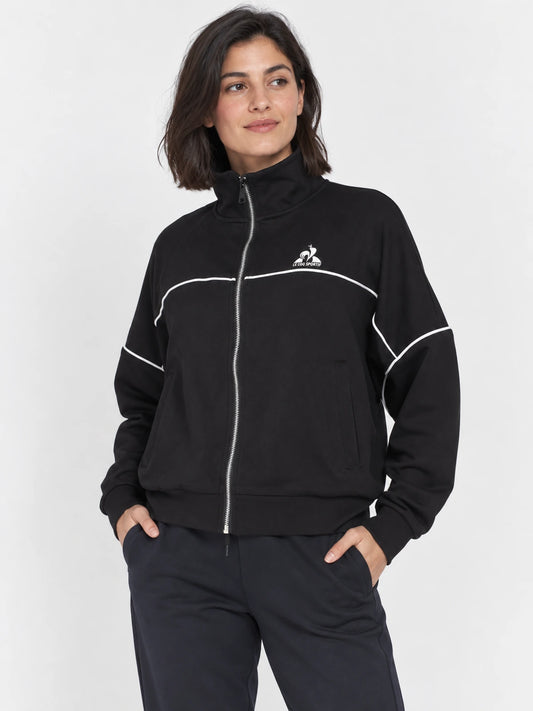 Campera Le Coq Sportif Bat Piping Jacket Mujer Negro — vista principal