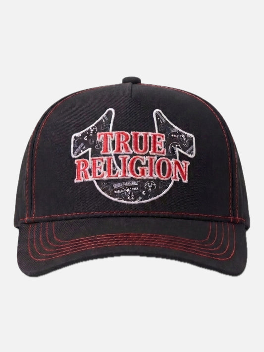 Gorra True Religion Horseshoe Negro Rojo — vista principal