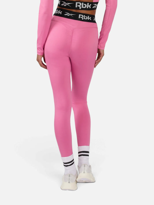 Calza Larga Reebok Core Fitness Training Ruched Legging Mujer Rosa