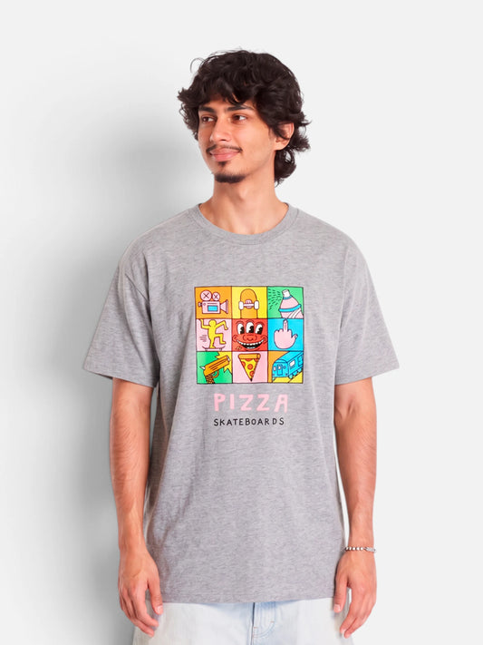 Remera Pizza Keith Gris Melange