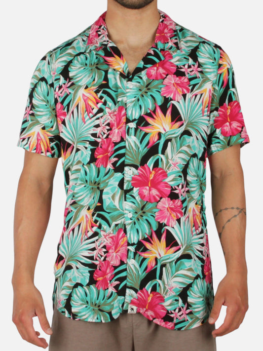 Camisa Gotcha Sunset Verde Floreado