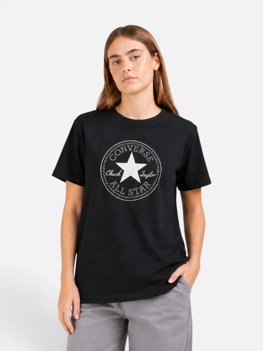 Remera Converse Patch Mujer Estilo Retro Negro
