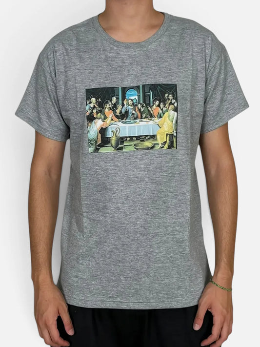 Remera Pizza Last Supper Gris Melange
