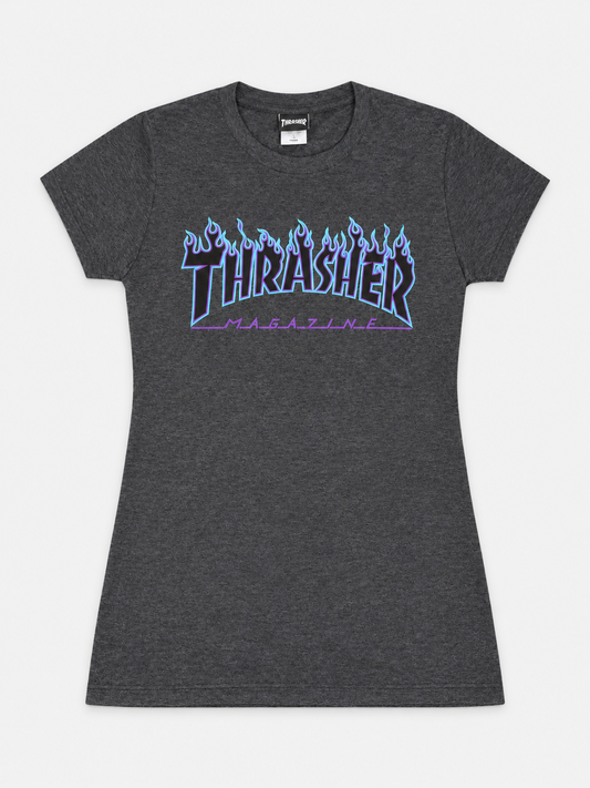 Remera Thrasher Purple Flame Mujer Gris Oscuro