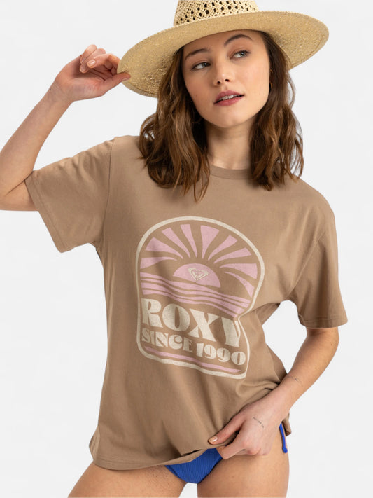 Remera Roxy Mujer Hangloose Poster Marrón