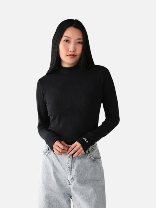 Remera Mujer Fila Essentials Canelada Negro