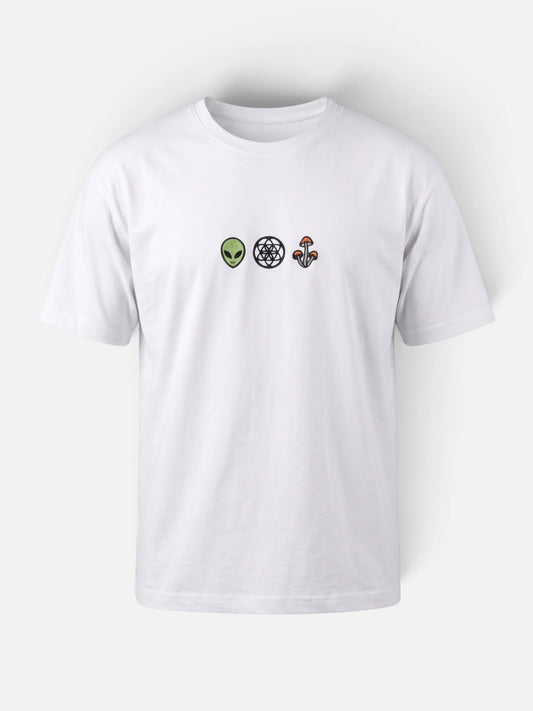 Remera Good Alien Bordada Oversize Blanco