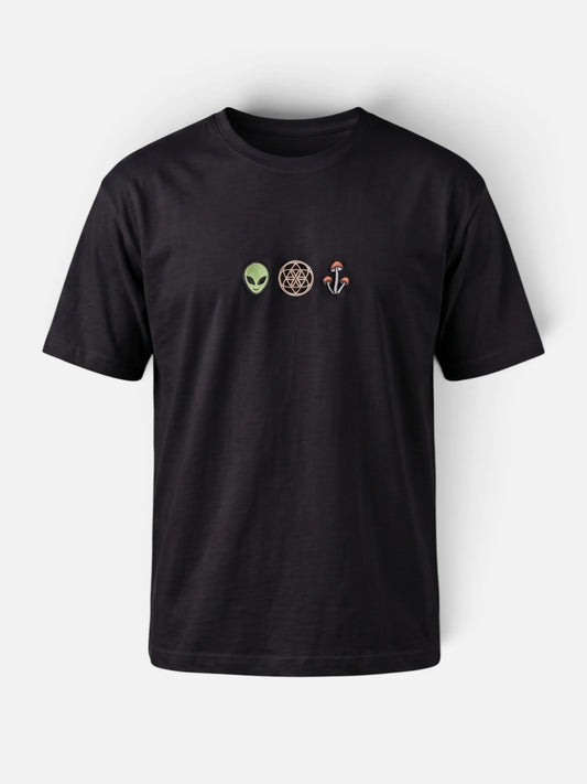 Remera Good Alien Bordada Oversize Negro