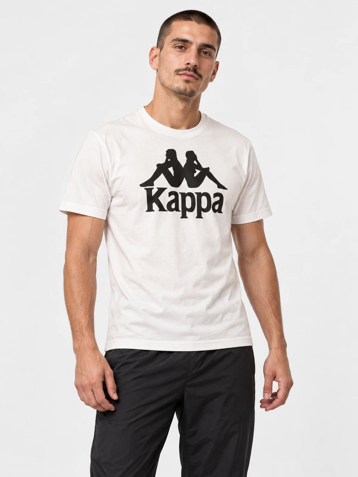 Remera Kappa Authentic Estessi Slim Blanco-Negro — vista principal