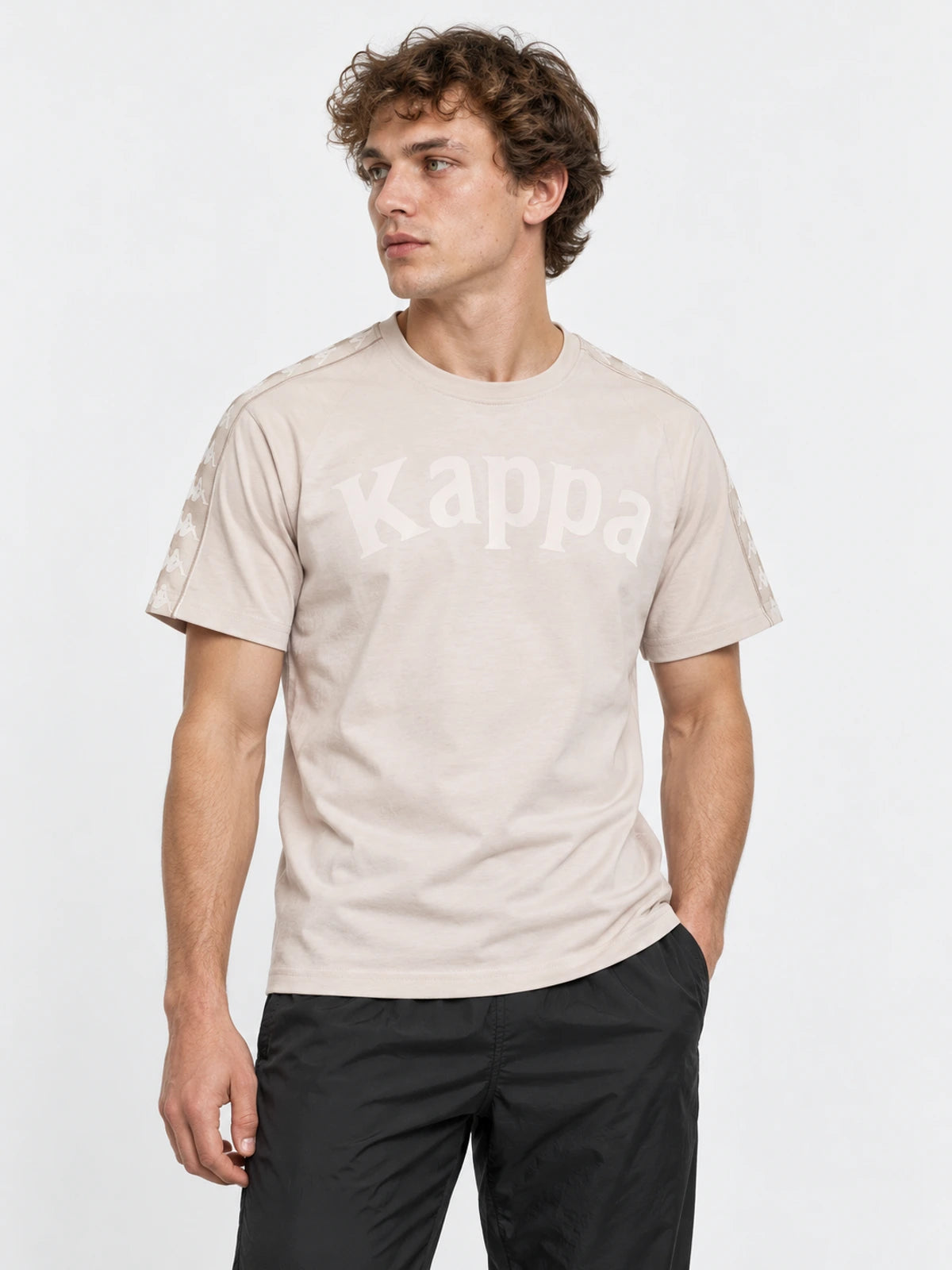 Remera Kappa 222 Banda Balima Gris Lt - Blanco — vista principal