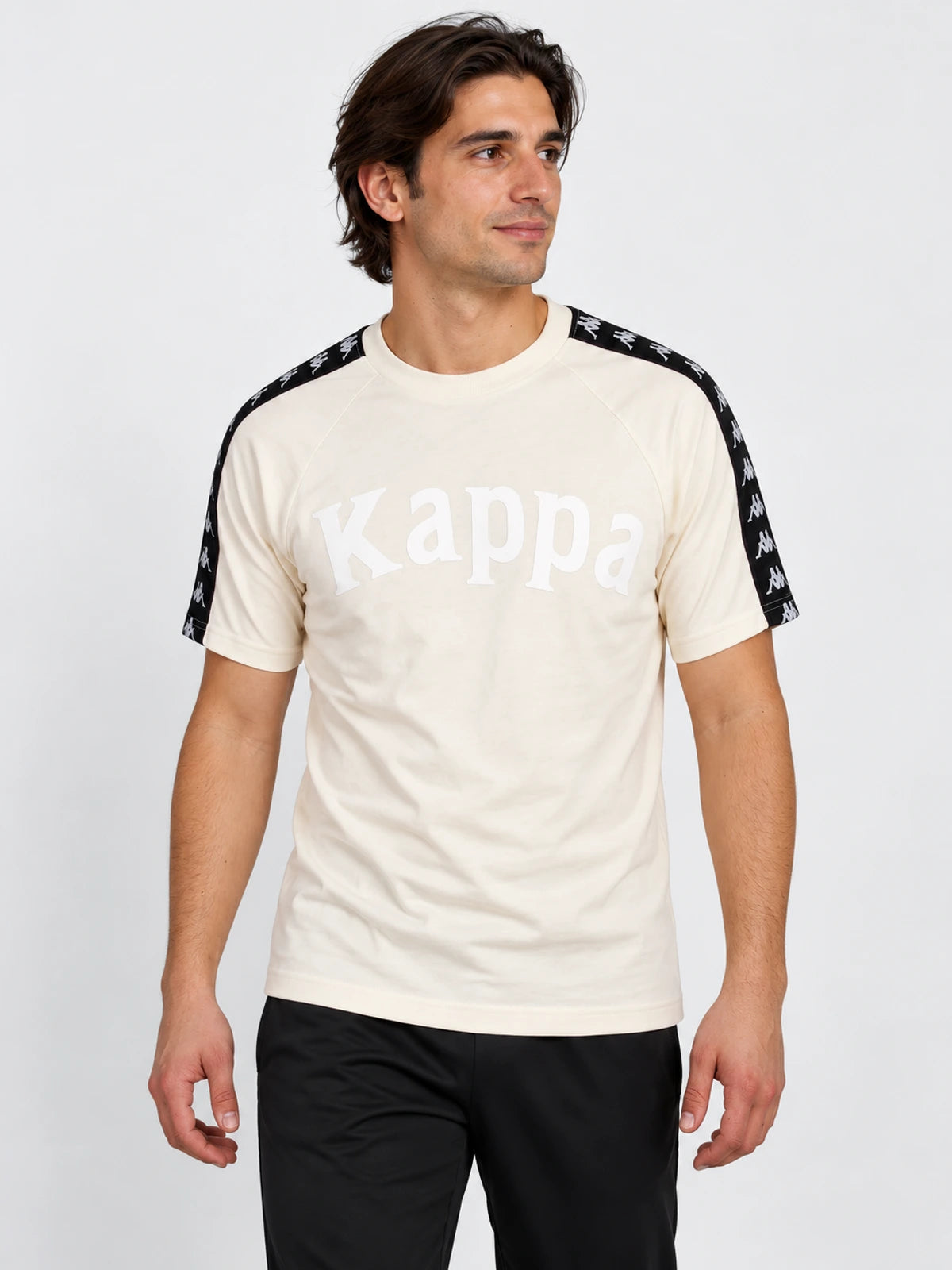 Remera Kappa 222 Banda Balima Blanco Cream-Negro — vista principal