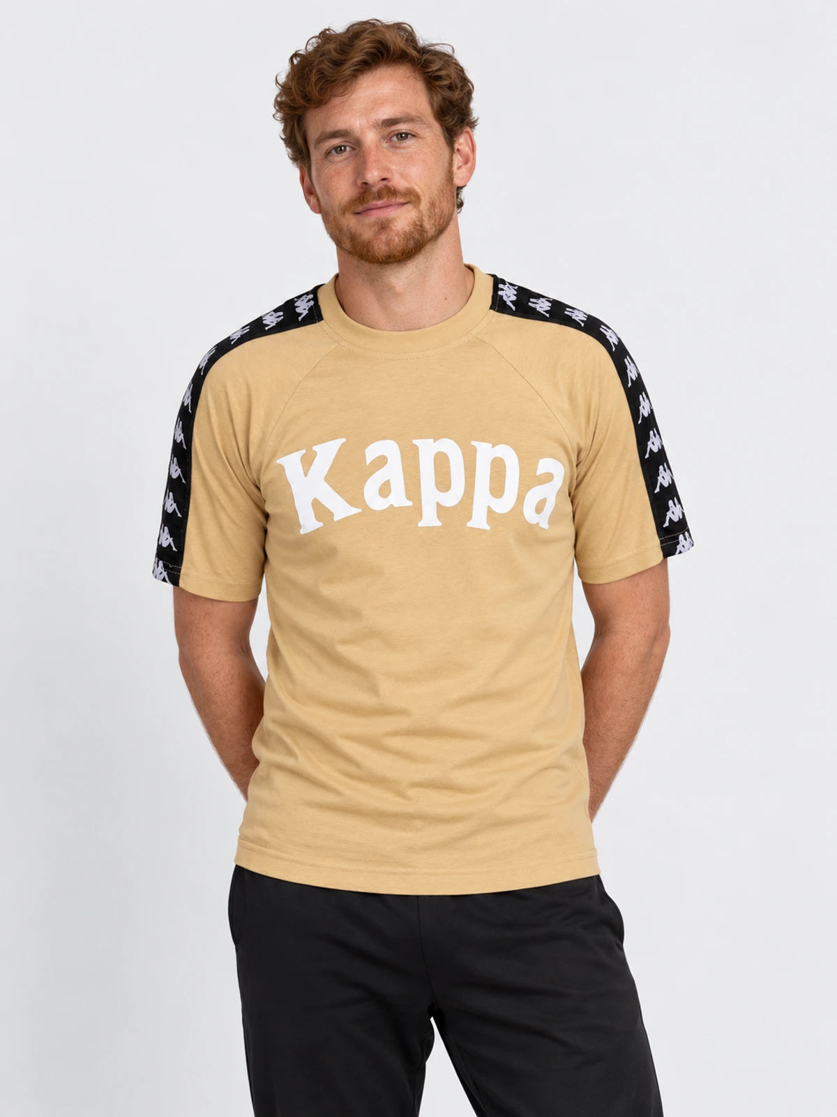 Remera Kappa 222 Banda Balima Beige-Negro — vista principal