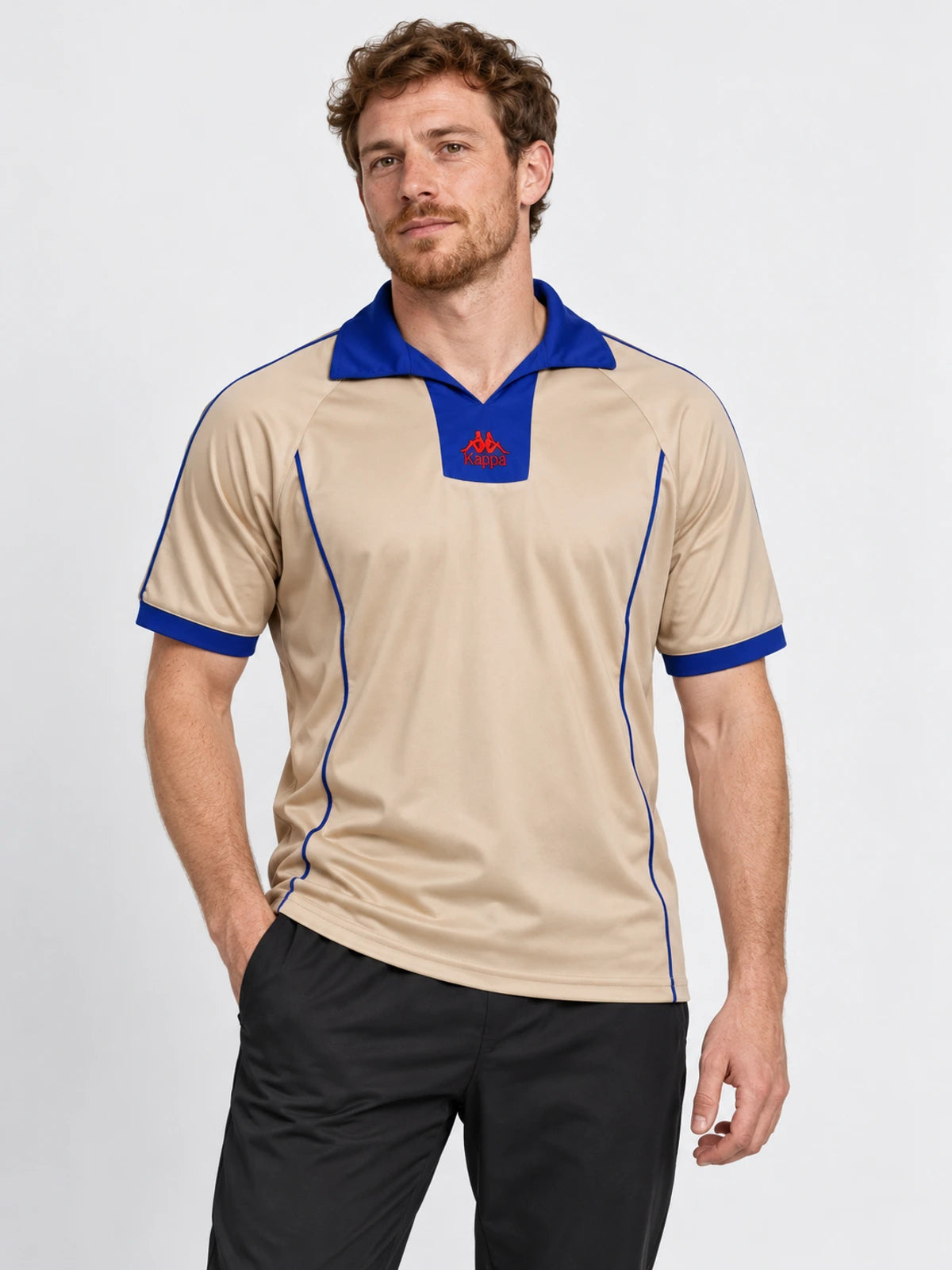 Remera Kappa 222 Banda Jersey Beige-Azul France — vista principal