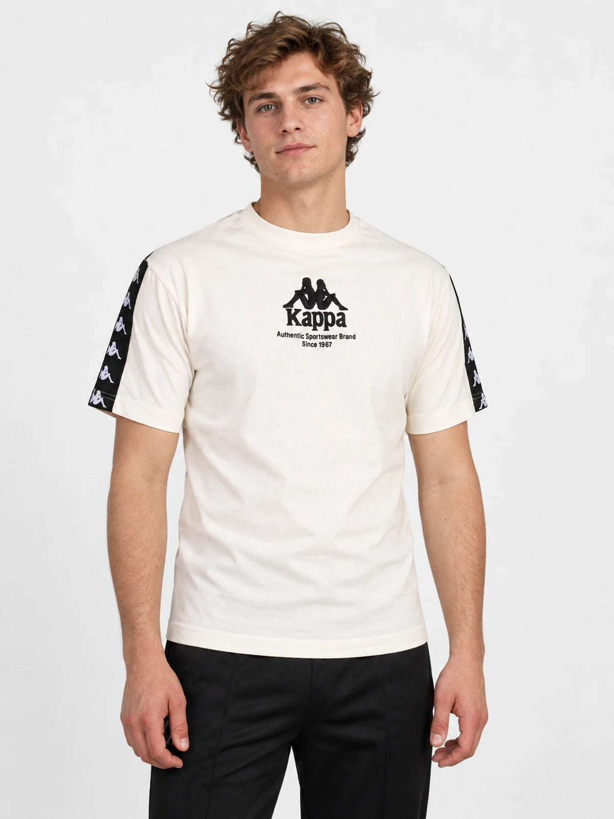 Remera Kappa 222 Banda Vasto Blanco Cream-Negro — vista principal