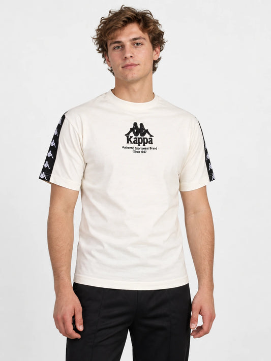 Remera Kappa 222 Banda Vasto Blanco Cream-Negro — vista principal
