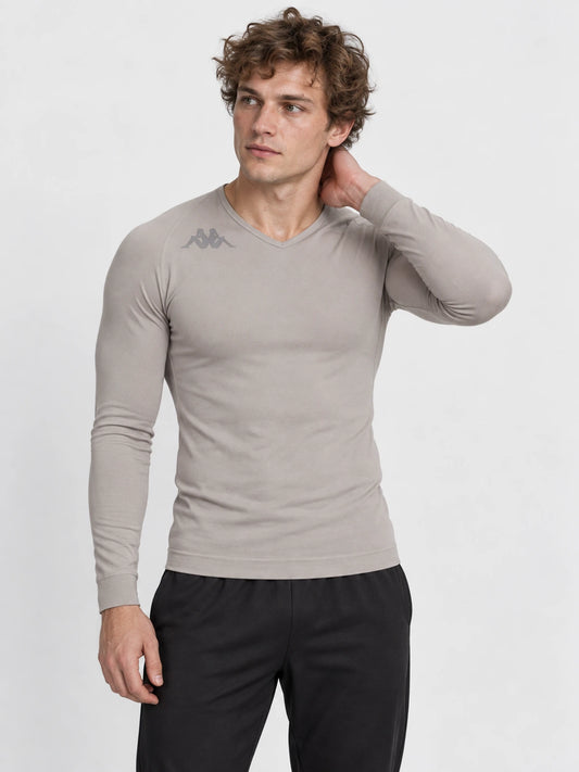 Remera Termica Kappa Kombat Skin Bongv Gris Lt-Off Blanco — vista principal