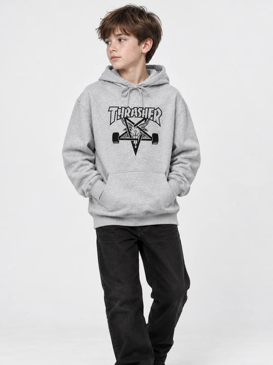 Buzo Thrasher Skategoat Niño Gris Negro — vista principal