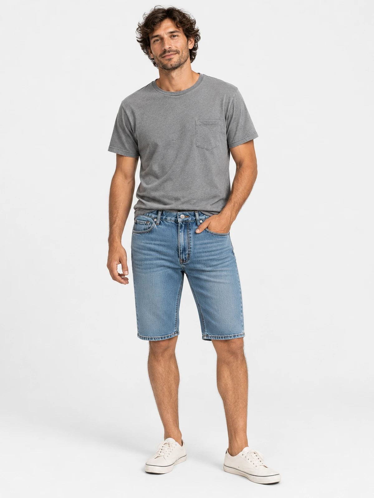 Bermuda Gotcha Blue Denim Slim Celeste — vista principal