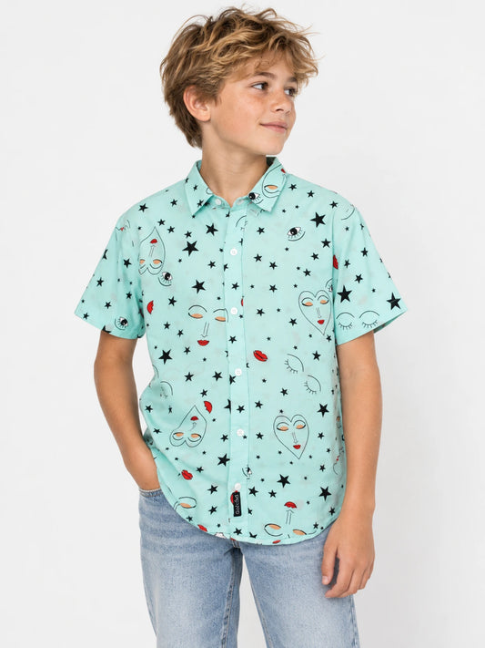Camisa Gotcha Stars Niño Verde Agua — vista principal