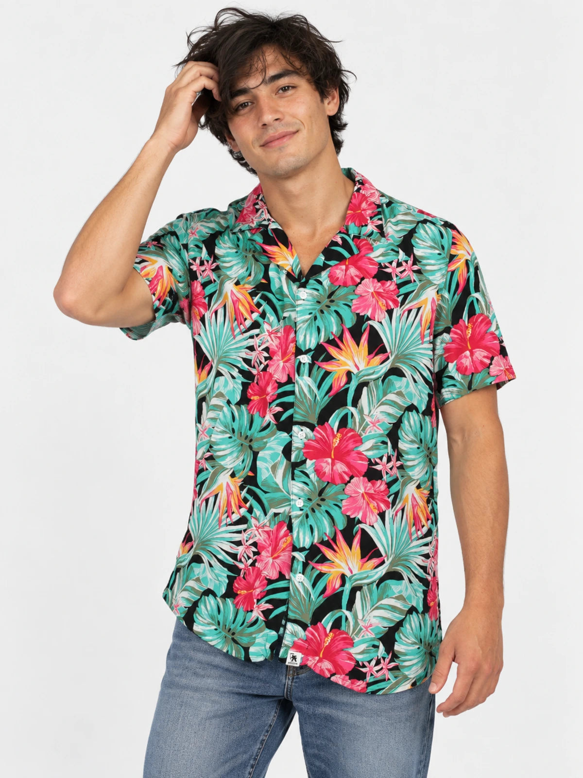 Camisa Gotcha Sunset Verde Floreado — vista principal