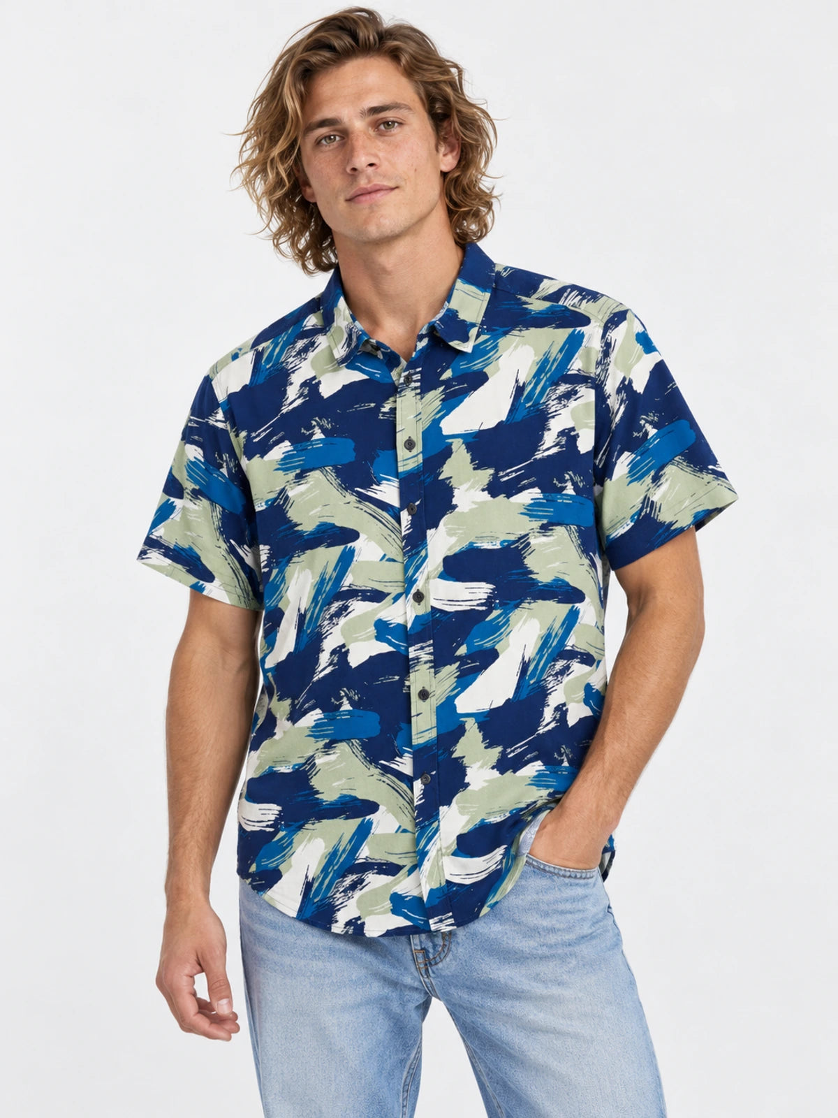 Camisa Gotcha Brushes Azul Print — vista principal