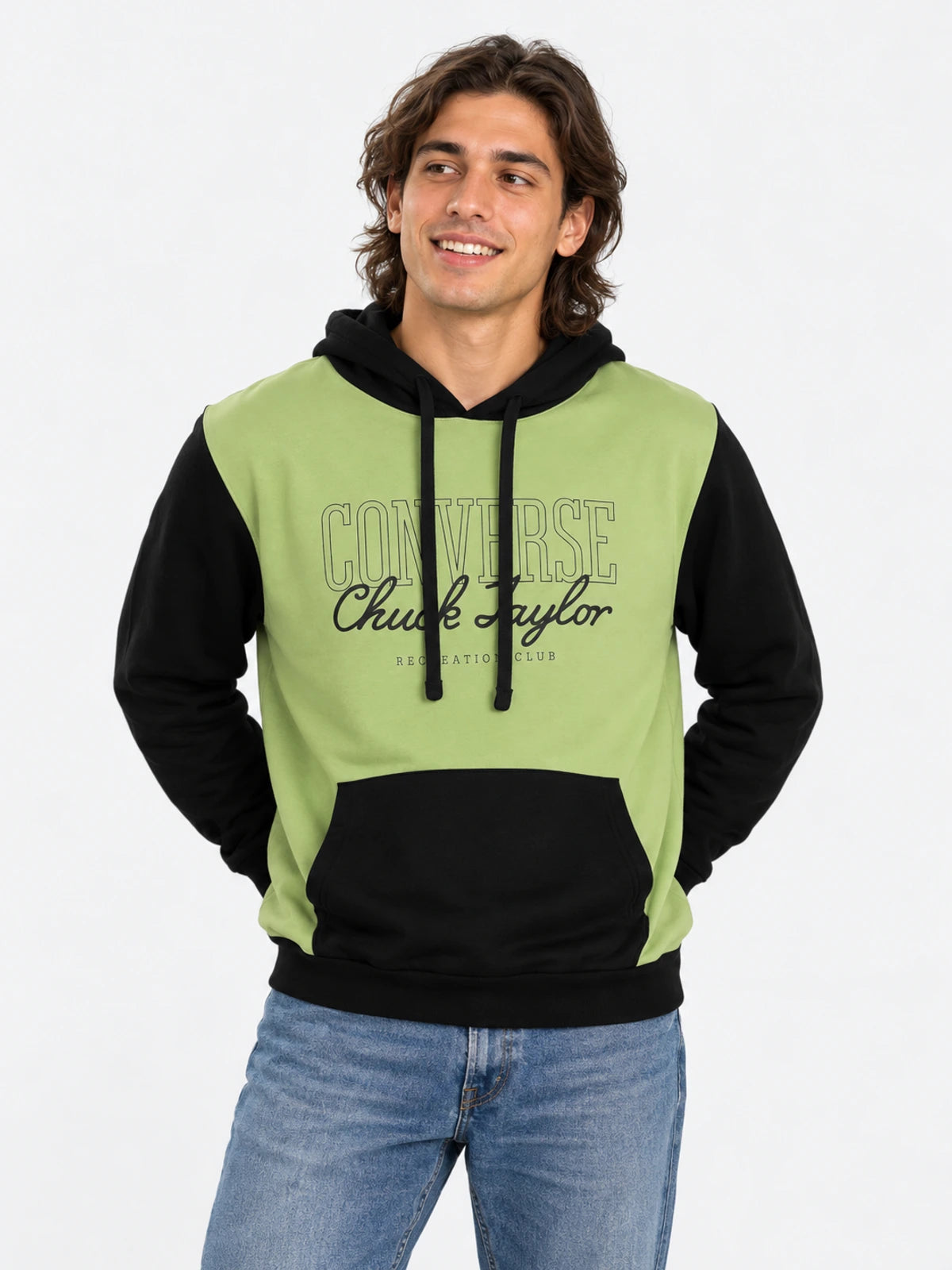 Buzo Converse Reaction Club Negro Verde — vista principal