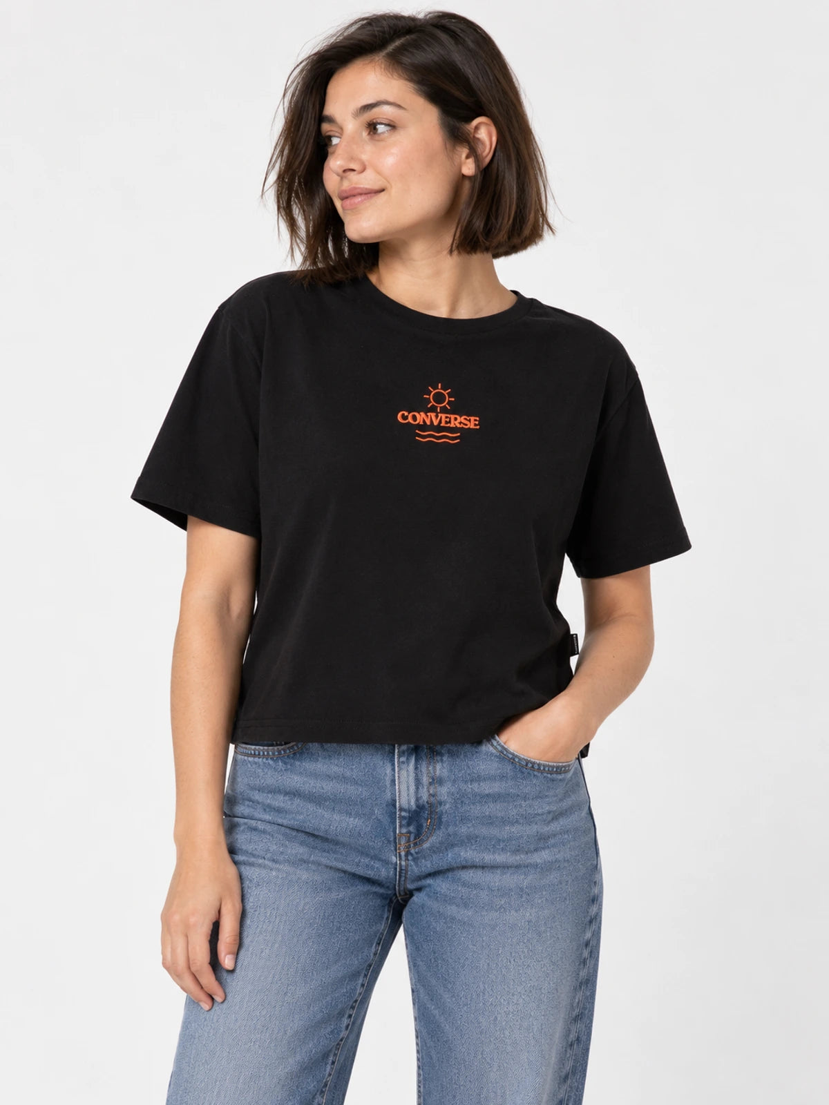 Remera Mujer Converse Sun Logo Negro — vista principal