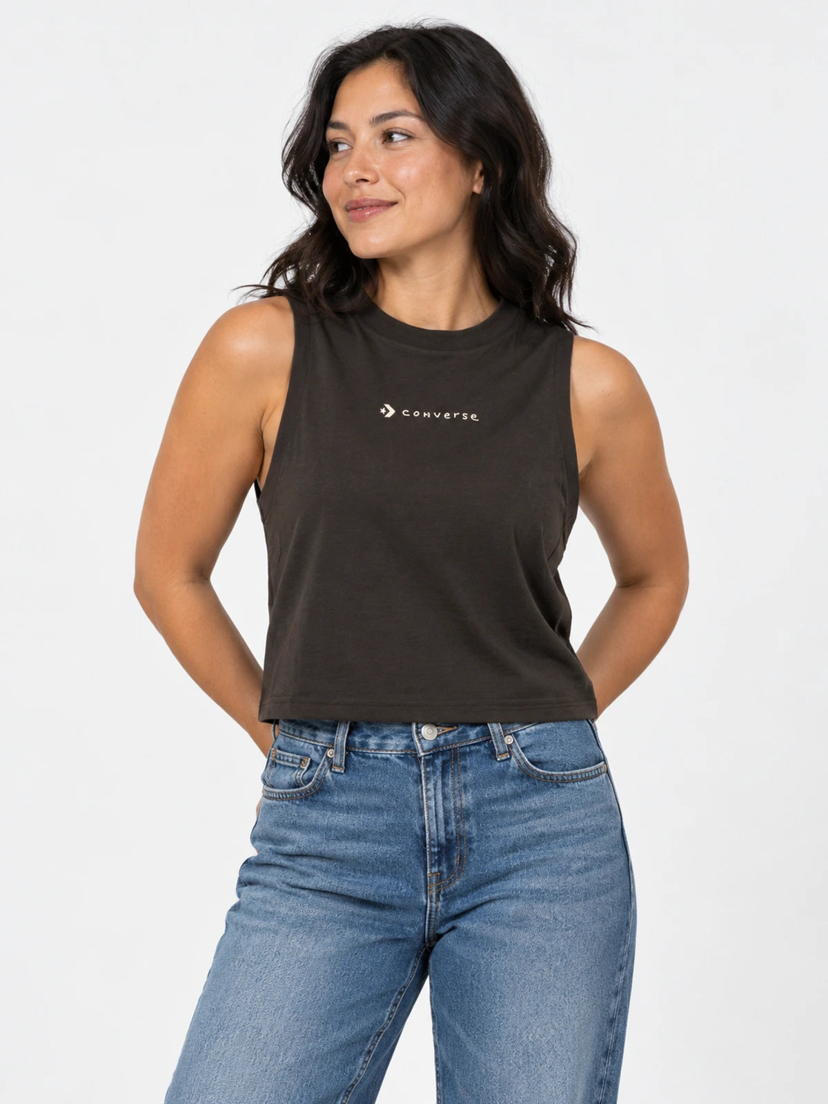 Musculosa Converse Mujer Draft Logo Gris Oscuro — vista principal