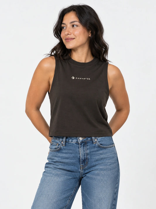 Musculosa Converse Mujer Draft Logo Gris Oscuro — vista principal