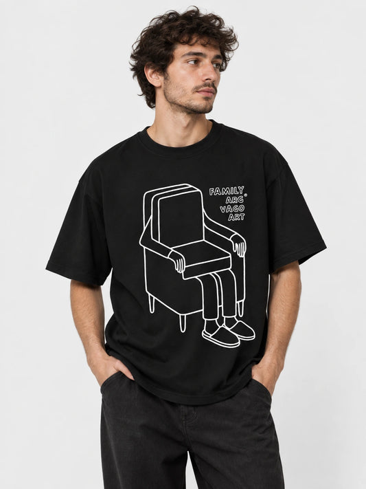 Remera Familyarg +Vagoart Slipper Supersized Negro — vista principal