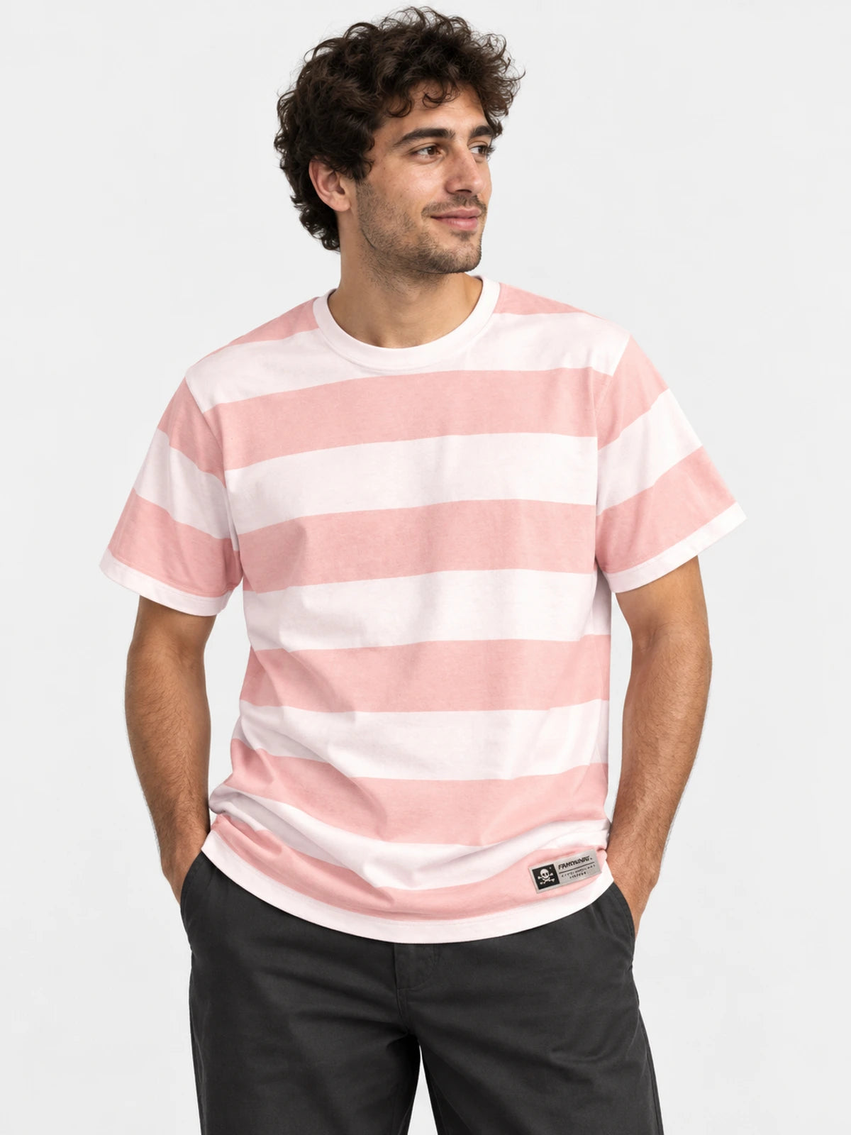 Remera Family Stripped Rose Line Rosa Blanco — vista principal