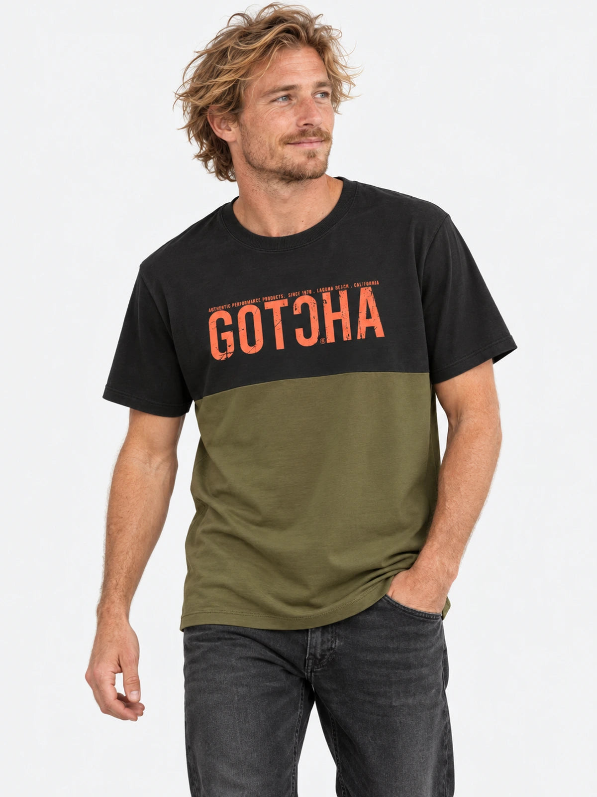 Remera Gotcha Panel Negro Verde — vista principal